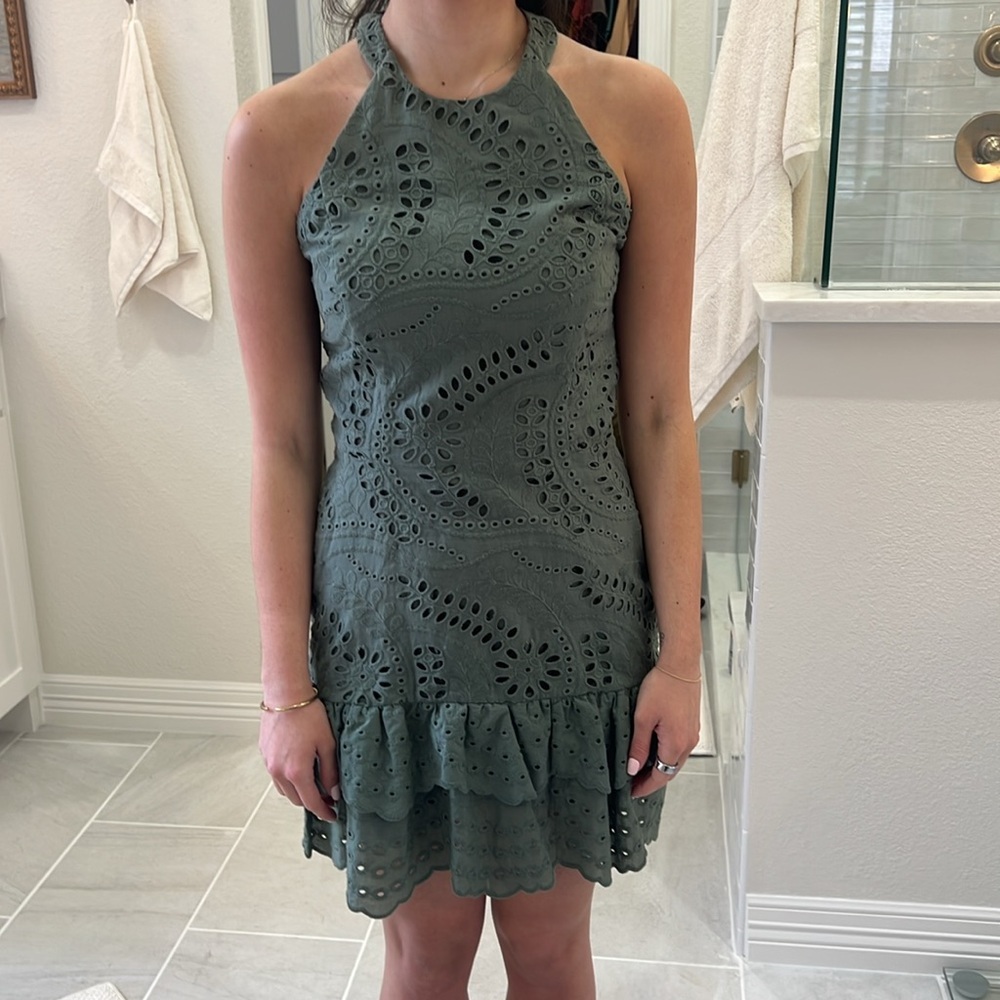NWT Parker halter eyelet dress in Greenbriar. Size 4
